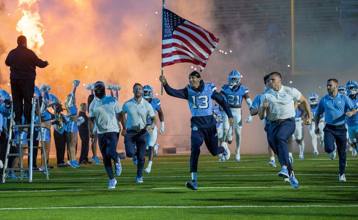 The Tar Heels enter Kenan Stadium for the game against Miami on Saturday, October 14, 2023 at Kenan Stadium in Chapel Hill, N.C.