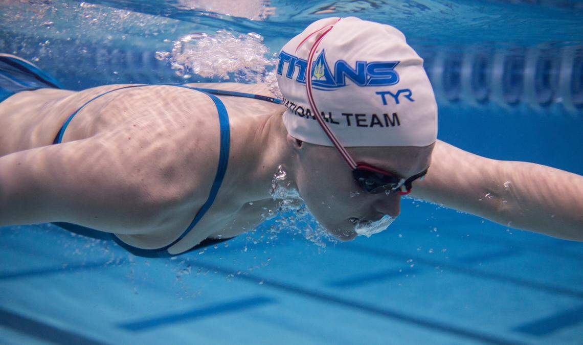 Claire Curzan, 17, of Cary, N.C., pictured here practicing at the Triangle Aquatic Center in Cary on June 24, 2021, will be one of the youngest athletes competing in the 2020 Tokyo Olympics.