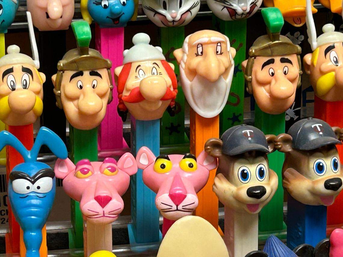 A sample of the 90,000 PEZ dispensers Walt Cranford has collected for Newton Antiques & Collectibles.