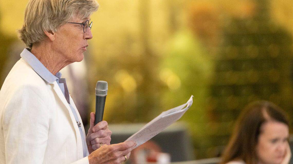 Rep. Marcia Morey, shown here during a debate on sports betting earlier this month, said the sheriff’s provision is a policy decision that shouldn’t be in the budget.