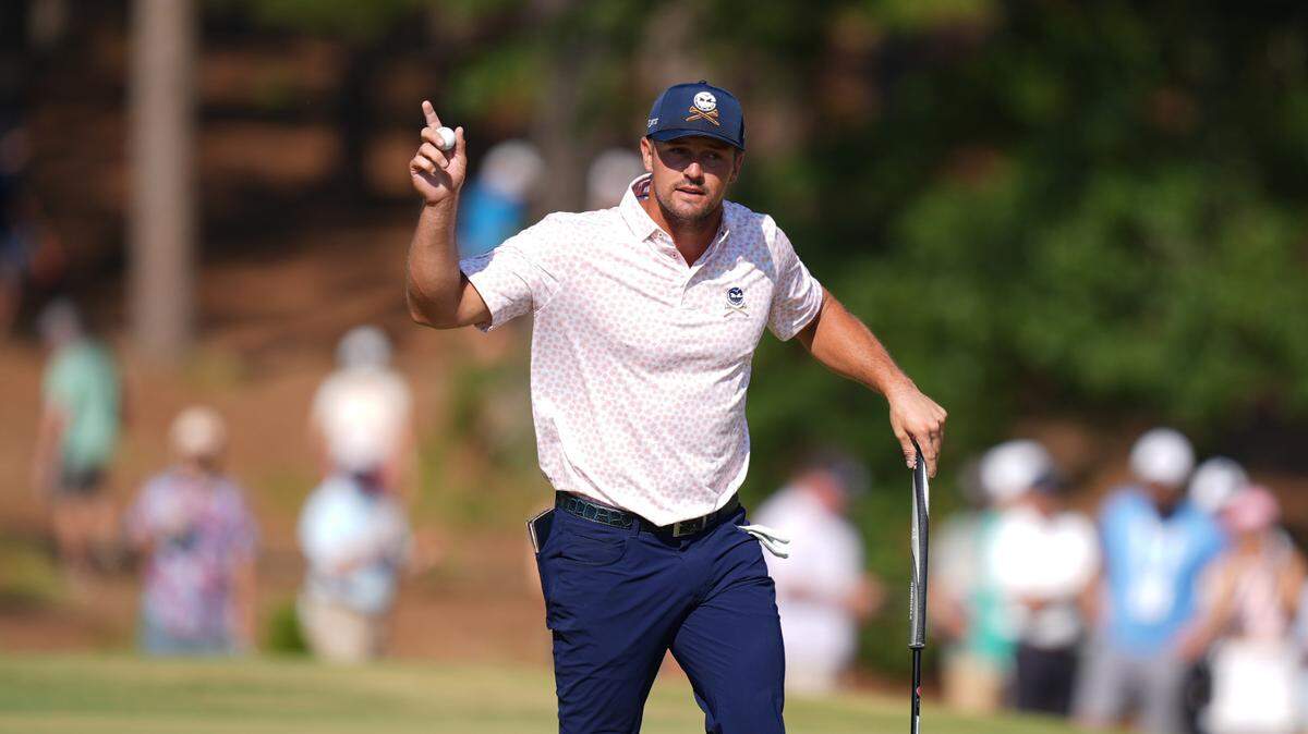 Bryson DeChambeau reacts after putting on the fifth hole during the third round of the U.S. Open on Saturday at Pinehurst No. 2.