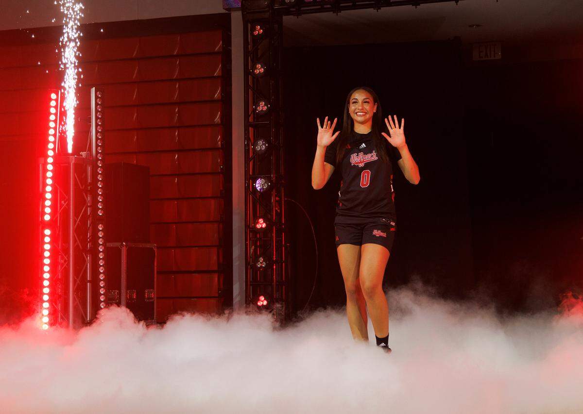 N.C. State’s Devyn Quigley is introduced during the Primetime with the Pack preseason event on Friday, Oct. 25, 2024, at Reynolds Coliseum in Raleigh, N.C.