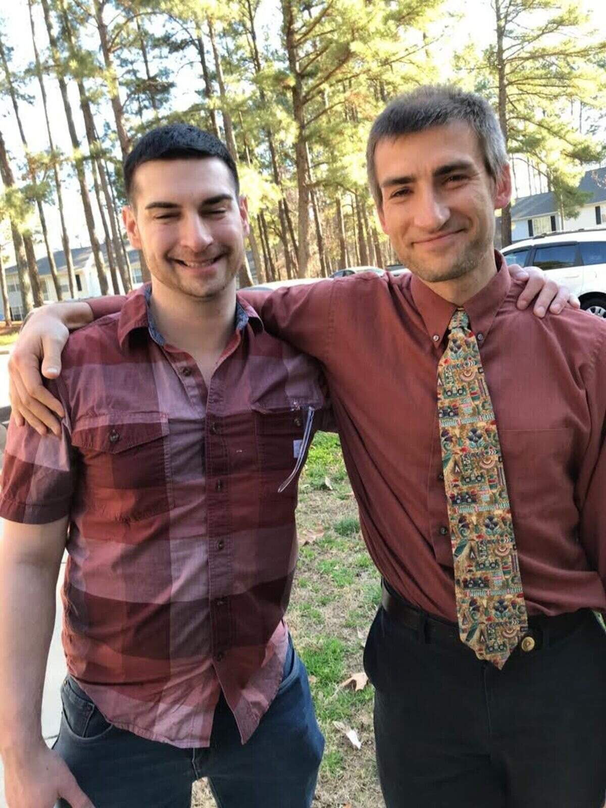 Stuart Heath Anderson, who died in Garner in January after fighting as a volunteer in Ukraine, with his brother Ross Anderson.