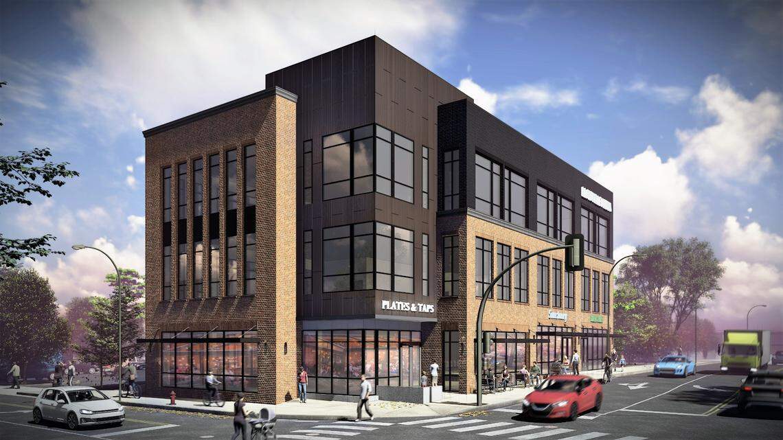 Beacon Properties Group has proposed a three-story, 16,186-square-foot office and retail building for the corner of North Greensboro and West Weaver streets in downtown Carrboro.