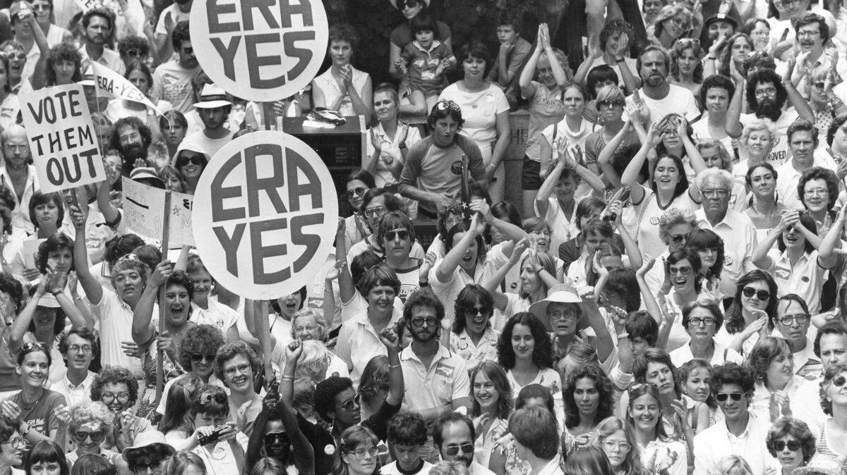 About 7000 Equal Rights Amendment demonstrators in protest in Raleigh in 1982 after the legislature buried the issue.