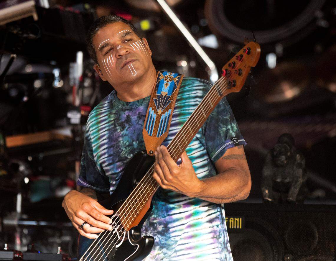 Dead & Company bassist Oteil Burbridge performs on their final tour at Raleigh, N.C.’s Coastal Credit Union Music Park at Walnut Creek, Thursday night, June 1, 2023.