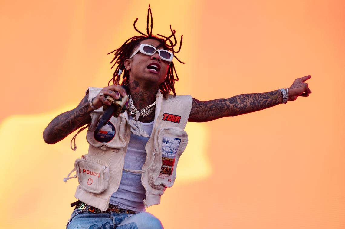 Swae Lee from the Rae Sremmurd duo performs at the second day of Dreamville Festival at Dix Park in Raleigh, N.C. on Sunday, April 7, 2024.