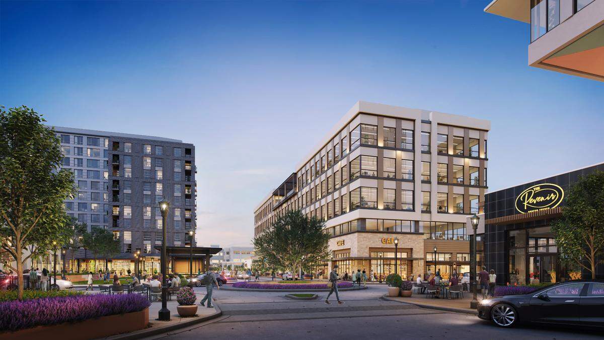 Rendering of NHX Creative Office, a five-story office building located next to One North Hills Tower.