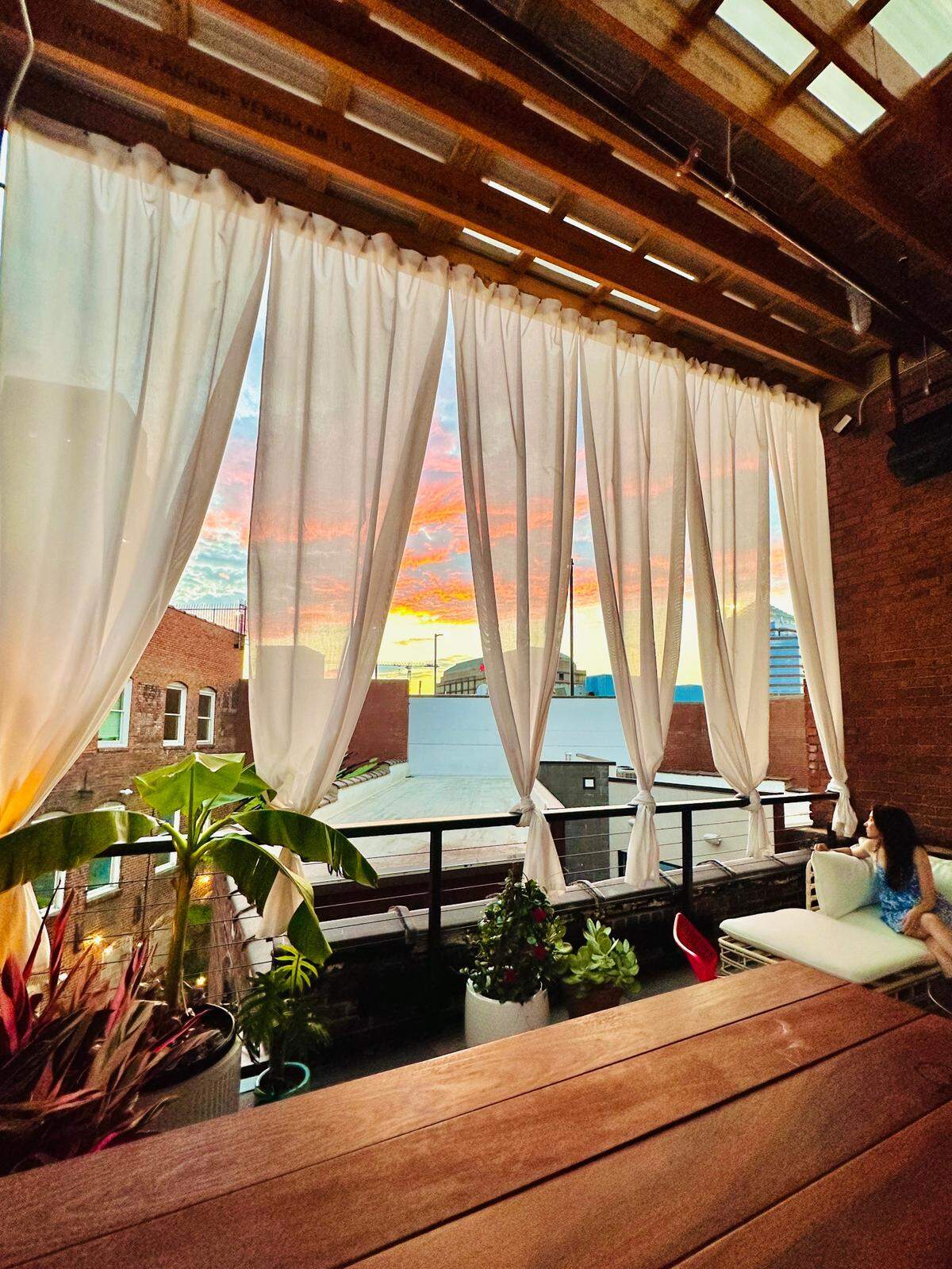 The Velvet Hippo, Durham’s newest cocktail bar, has two outdoor roofdecks looking out on the city.