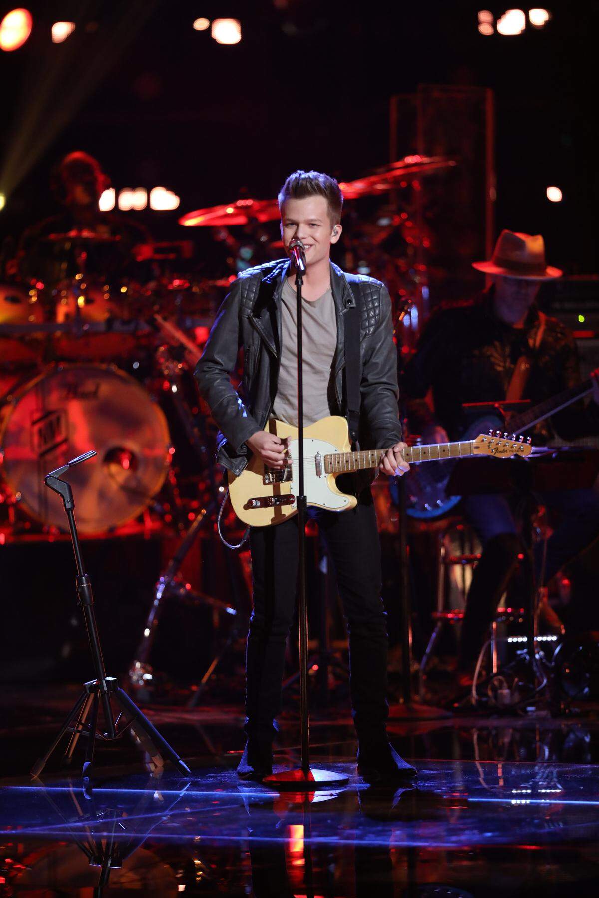 Britton Buchanan performs on the first night of "The Voice" live playoff rounds, April 16, 2018.