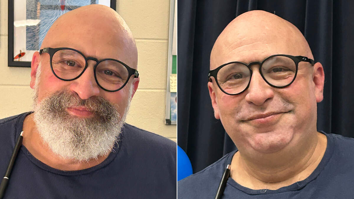 Leesville Road Elementary School Principal Ari Cohen, before and after.