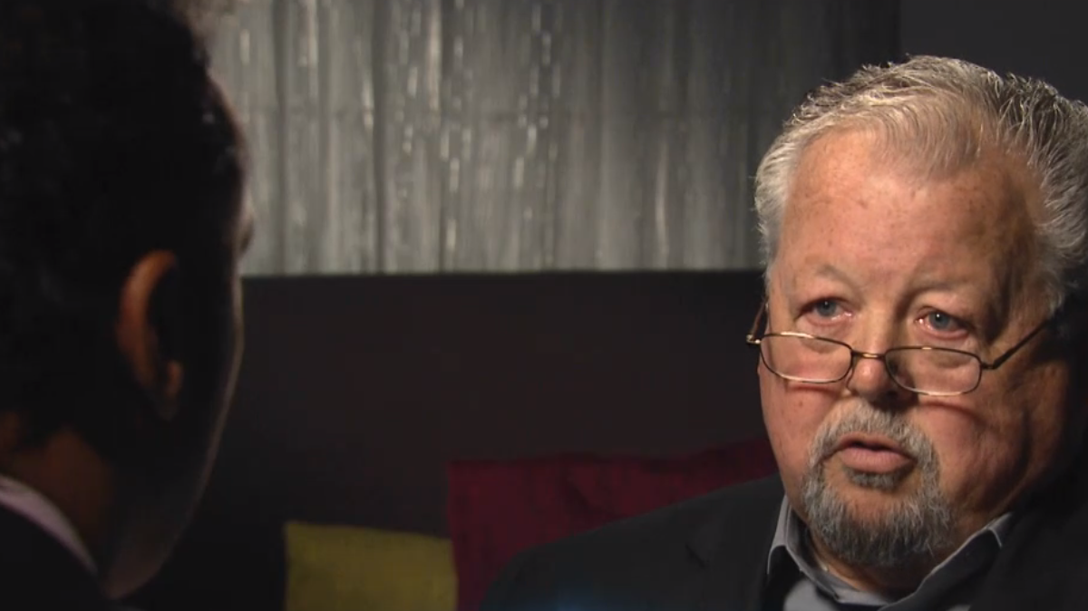 In this screen grab from a "The Daily Show" interview, correspondent Aasif Mandvi talks with Don Yelton, a conservative activist and Buncombe County precinct chair, in a segment that aired on the Comedy Central show on Wednesday, Oct. 24, 2013.