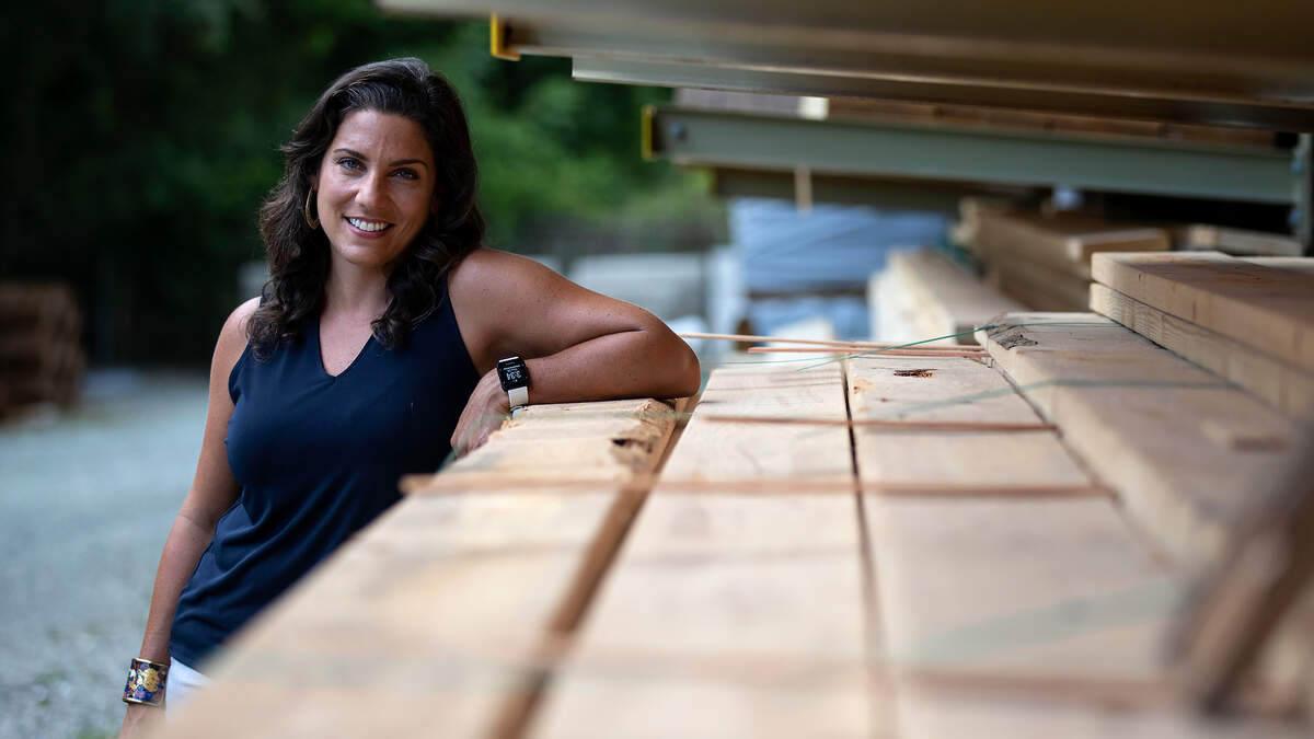 Nora El-Khouri Spencer, founder and CEO of Hope Renovations, is photographed outside of the organization’s workshop and training facility in Carrboro, N.C. on Thursday, July 28, 2022.