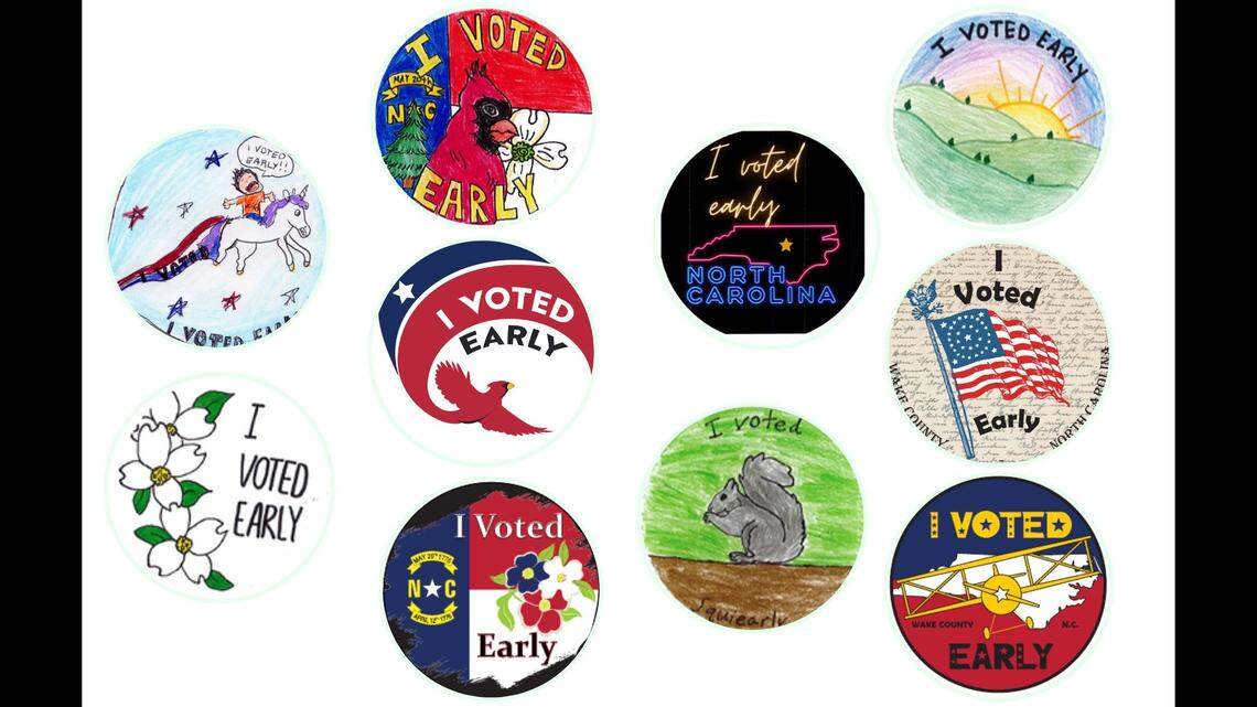 The 10 finalists in Wake County’s “I Voted Early” designs from middle and high school students.