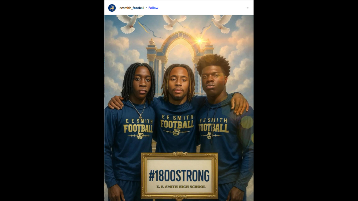 E.E. Smith football shared this image of the three dead students on Instagram. “We will forever celebrate and honor the lives of our 3 amazing young men, and are grateful for the experiences and memories we enjoyed with them,” the post says. 