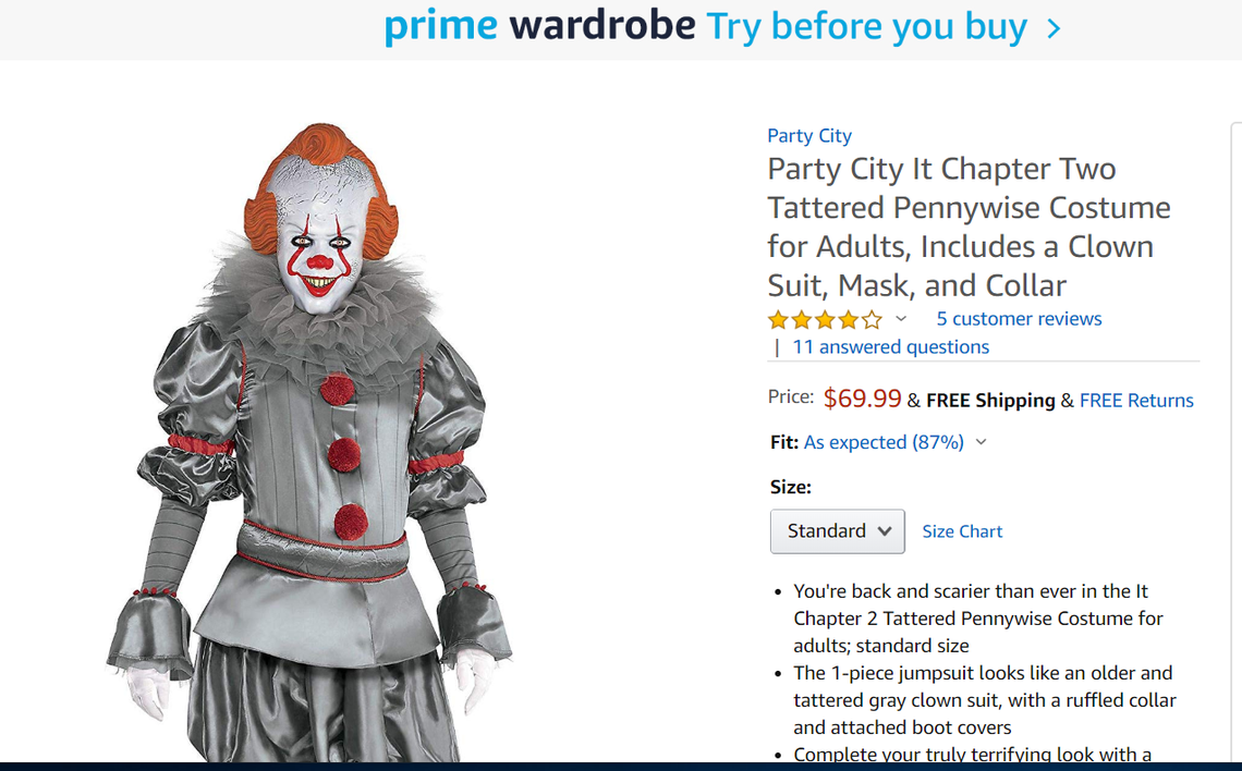 IT is the most searched for Halloween costume in North Carolina this year, according to Google