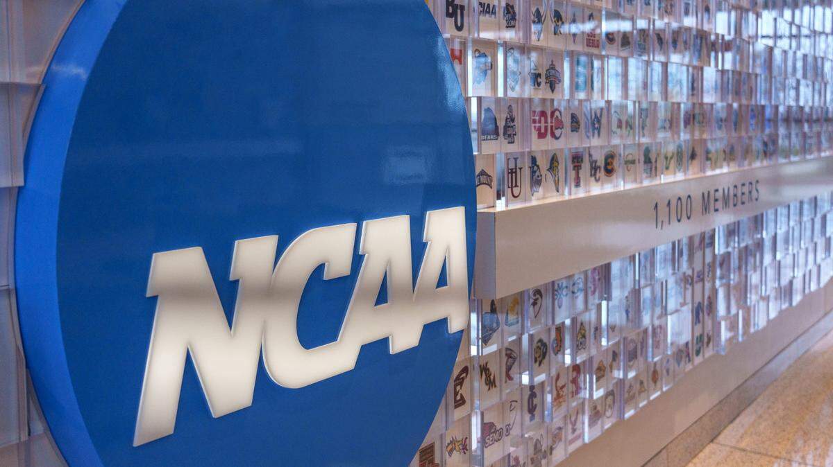 Inside the NCAA’s headquarters in Indianapolis.