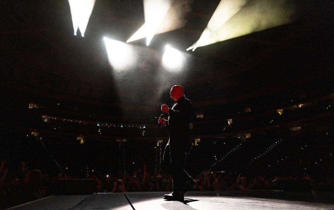 Dark metal band Disturbed in concert at Raleigh, N.C.’s Lenovo Center, April 14, 2025.