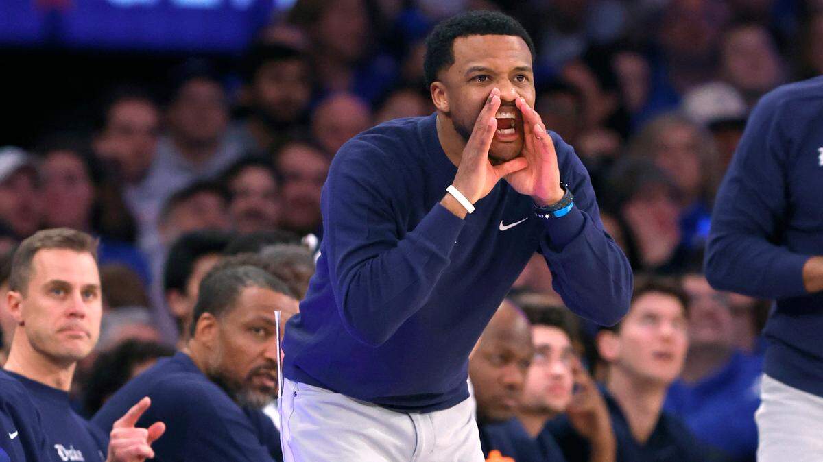 Duke associate head coach Jai Lucas yells to the players during the first half of Duke’s game against Illinois in the SentinelOne Classic at Madison Square Garden in New York City Saturday, Feb. 22, 2025.
