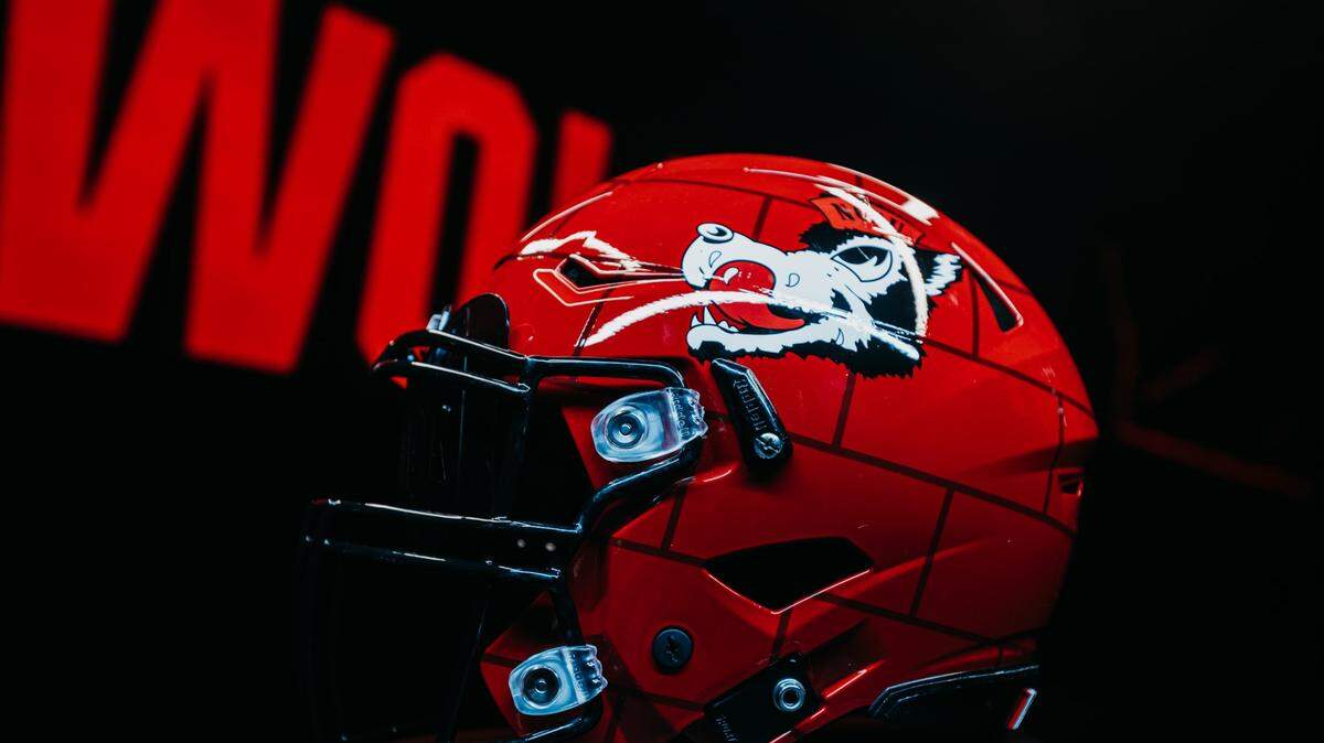 The new NC State football helmet for the 2021 season.