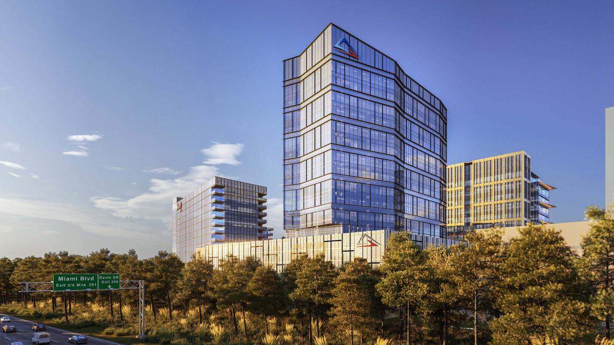The Hub RTP development will add the first office towers to the suburban Research Triangle Park.