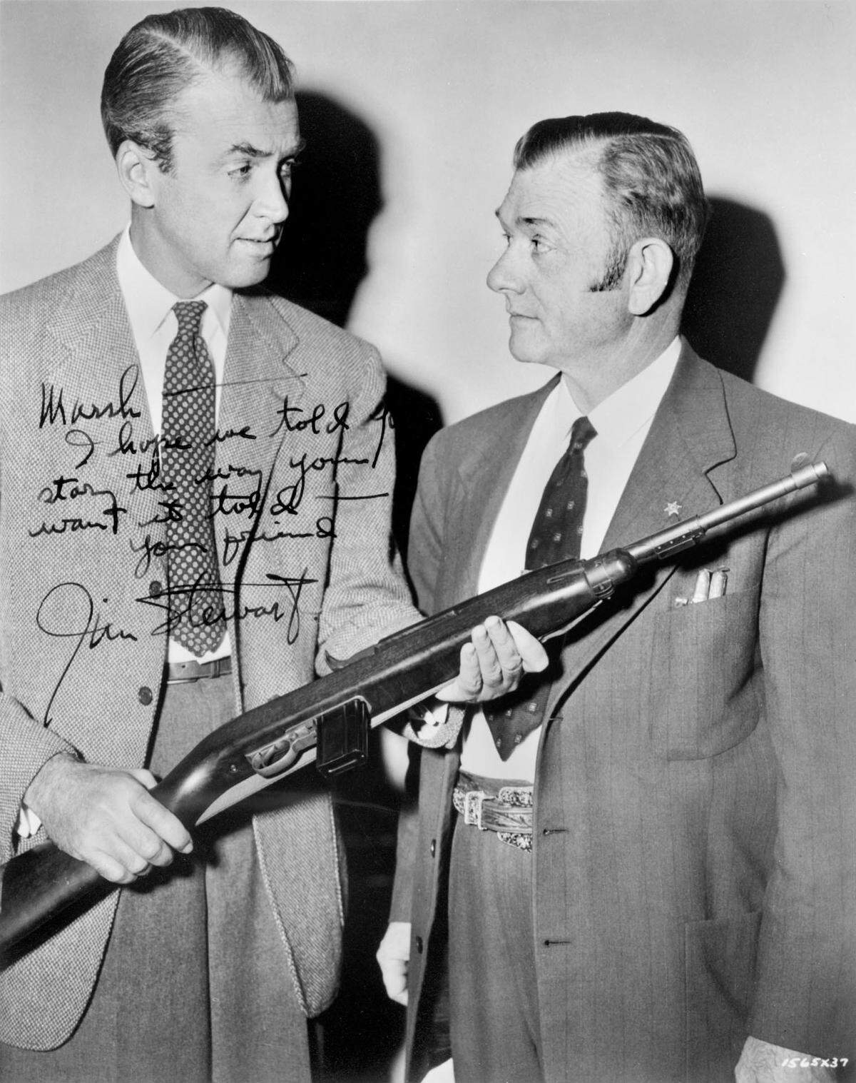 David Marshall ( Carbine ) Williams and Actor Jimmy Stewart (left) with David Marshall “Carbine” Williams, in 1952. Stewart played the role of Williams in a movie about the life of Williams.