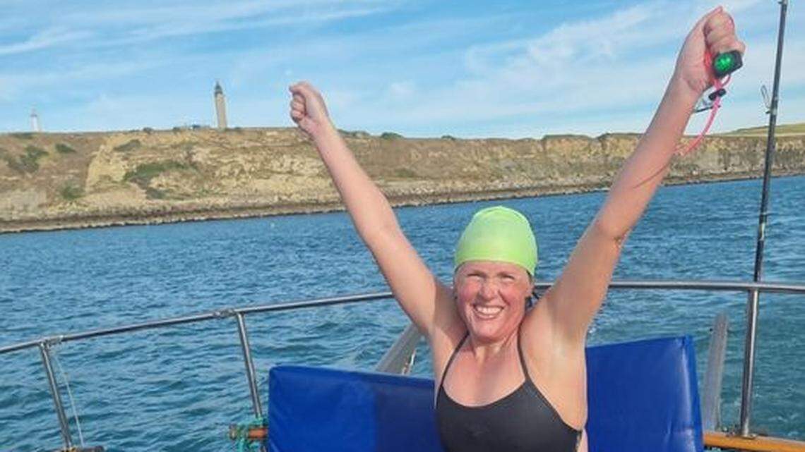 Laura Goodwin, 44, of Cary, swam the English Channel on Monday, July 11, notching a lifelong goal