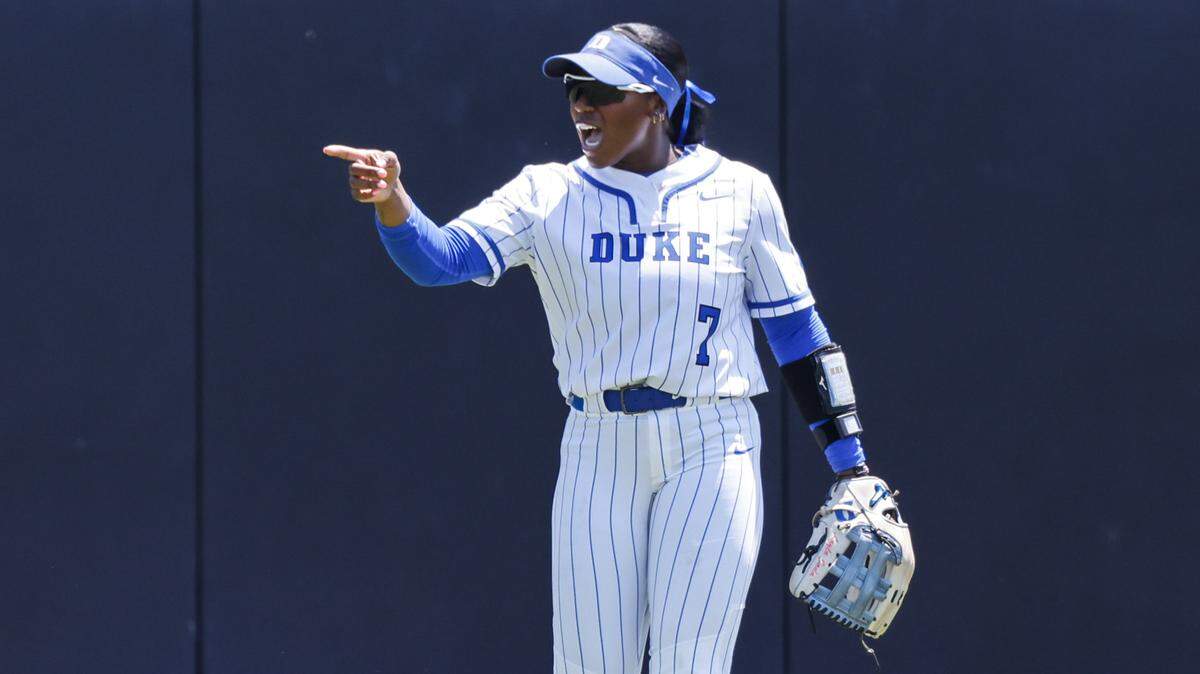 Duke’s Layla Lamar (7) celebrates during the game against Arizona Wildcats at Durham Regional game in Durham, North Carolina, Sunday.