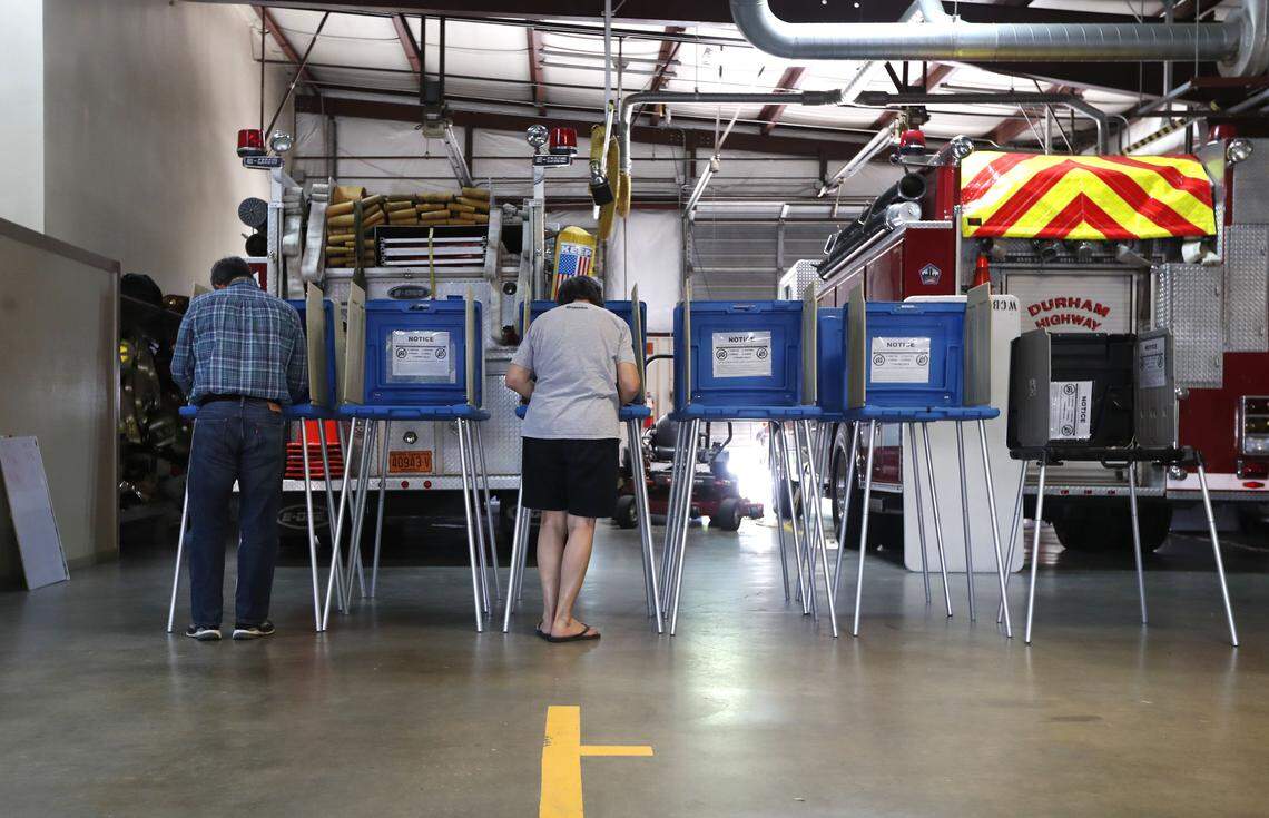 Voters vote at Raleigh Fire Station 23 during North Carolina’s primary elections Tuesday, May 8, 2018.