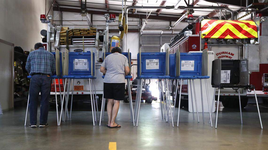 Voters vote at Raleigh Fire Station 23 during North Carolina’s primary elections Tuesday, May 8, 2018.