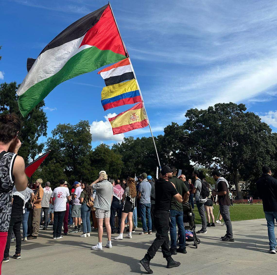 The “Rise Up for Gaza” rally began shortly after 3 p.m. on Sunday in downtown Raleigh.