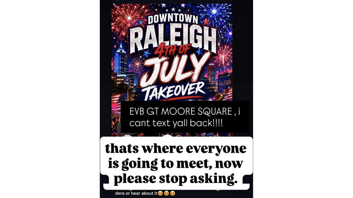 An Instagram post calling for a “takeover” at Moore Square in downtown Raleigh on the 4th of July.