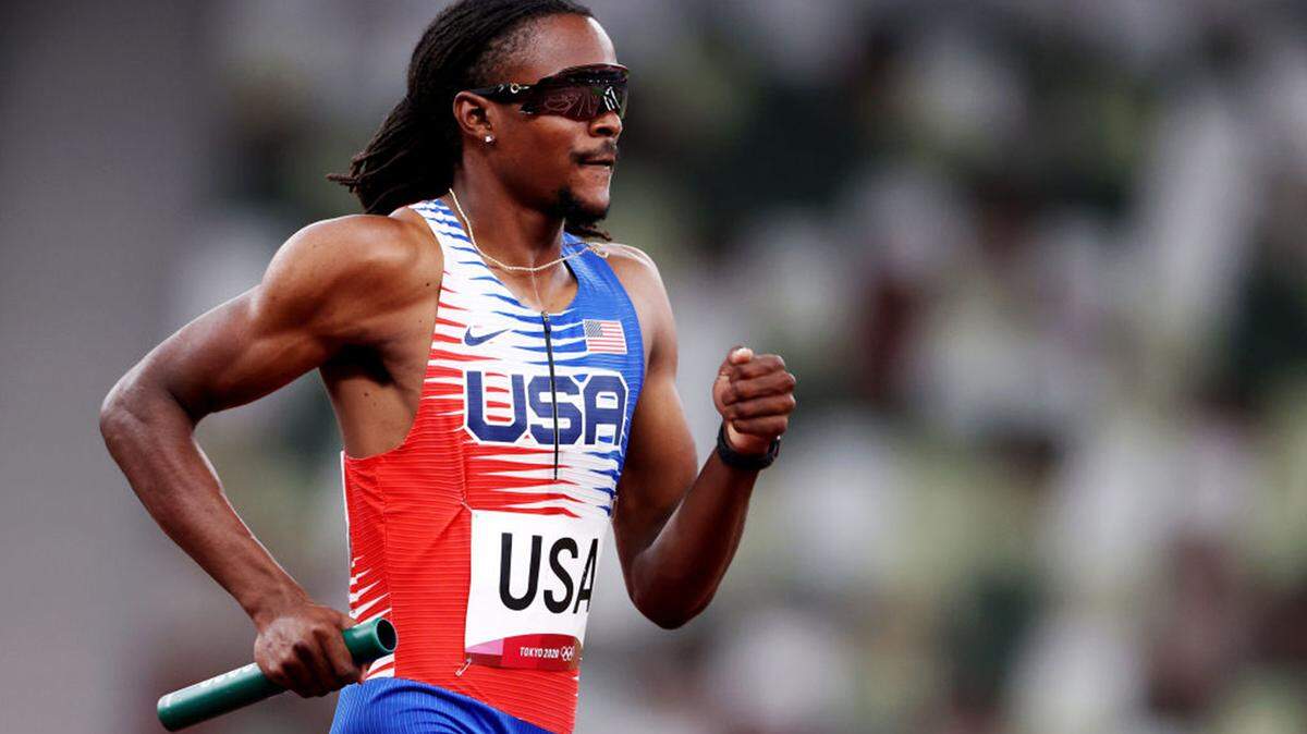 Randolph Ross of Team United States competes in the Men’s 4 x 400m Relay on day fourteen of the Tokyo 2020 Olympic Games at Olympic Stadium on August 6, 2021 in Tokyo, Japan.