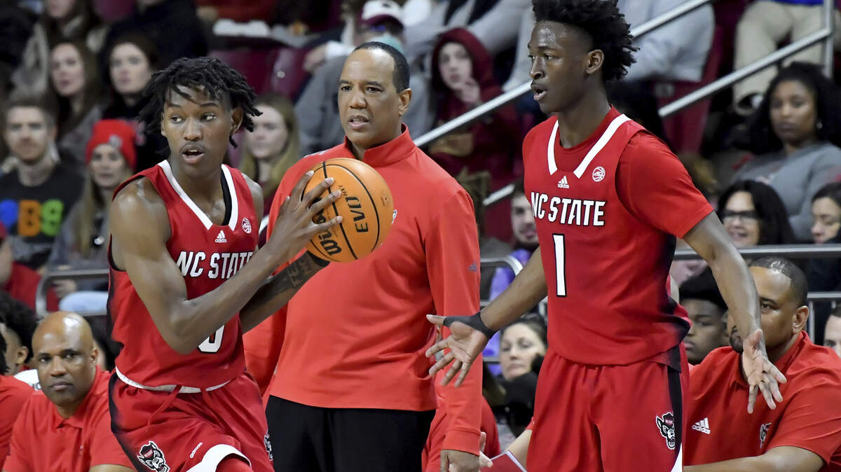 North Carolina State head coach Kevin Keatts watches his players during the second half of an NCAA college basketball game, Saturday, Feb. 11, 2023, in Boston. (AP Photo/Mark Stockwell)