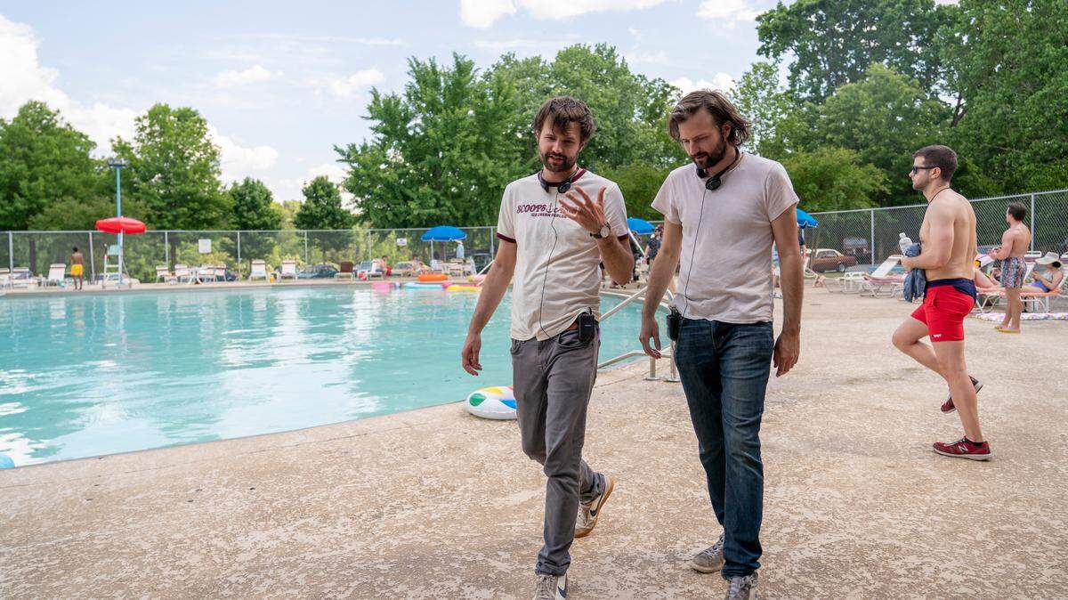 Ross Duffer and Matt Duffer during production for Season 3 of the Netflix series “Stranger Things.”