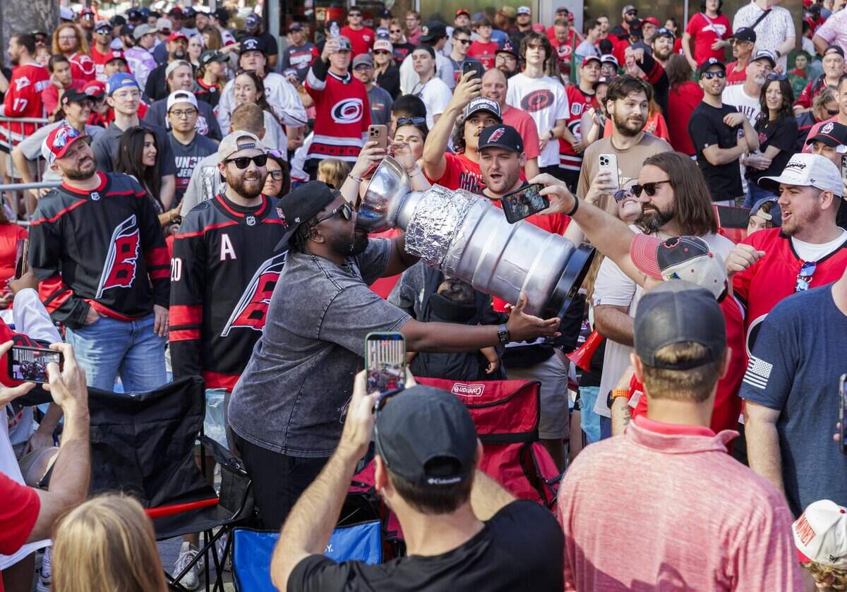 Fans filled Fayetteville St. for the Carolina Hurricanes 2026 Stanley Cup victory parade on Saturday, June 20, 2026, in downtown Raleigh, North Carolina.
