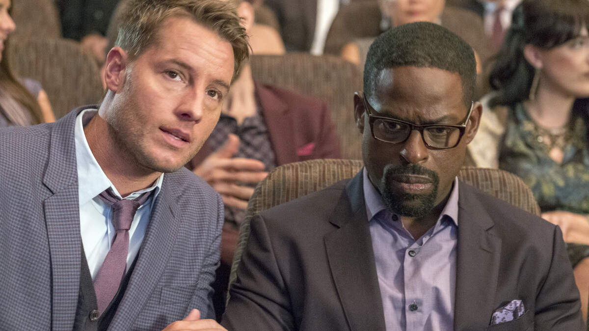 Justin Hartley, left, as Kevin Pearson, and Sterling K. Brown as Randall Pearson in NBC’s “This Is Us.”