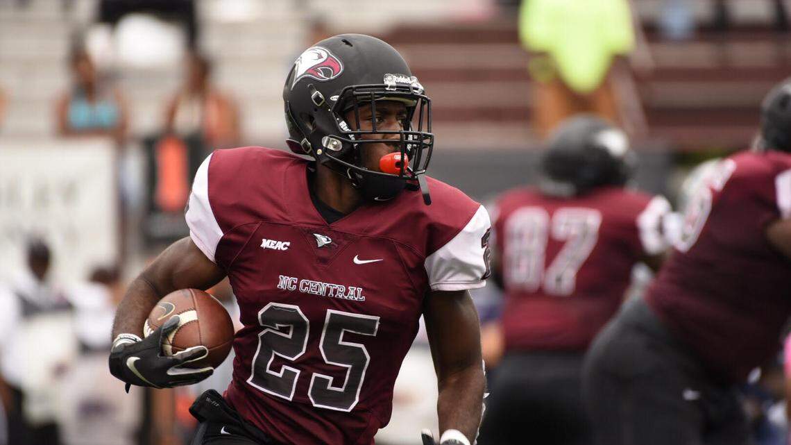 North Carolina Central’s Isaiah Totten looks for extra running room against Howard. Totten and the Eagles will travel to Norfolk, Va. to take on Norfolk State University this weekend.