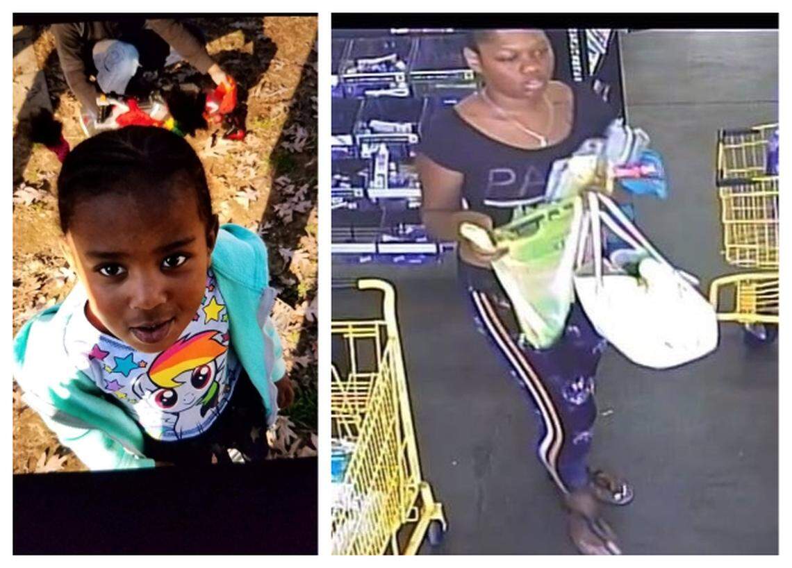 Ahlora Ashanti-Sample Lindiment, 3, was the subject of an AMBER Alert out of Greensboro, North Carolina, on Wednesday Oct. 9, 2019. The woman on the right is considered a suspect in the girl’s abduction