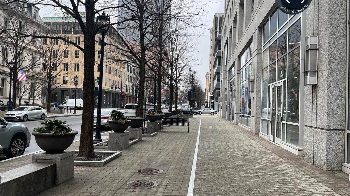 An empty downtown street in Raleigh at 10:30 AM on Monday, Jan. 30. With many people still working from home, downtown’s pedestrian traffic has been slow to recover. (News & Observer photo)