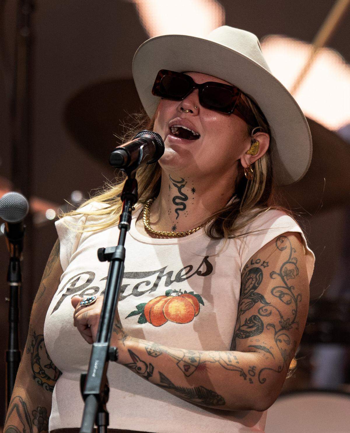 Elle King opens for Dierks Bentley at Raleigh’s Coastal Credit Union Music Park at Walnut Creek, Friday night, June 16, 2023.
