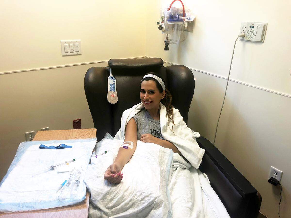 CBS17 reporter Kelly Kennedy undergoes tests at Duke Cancer Center.