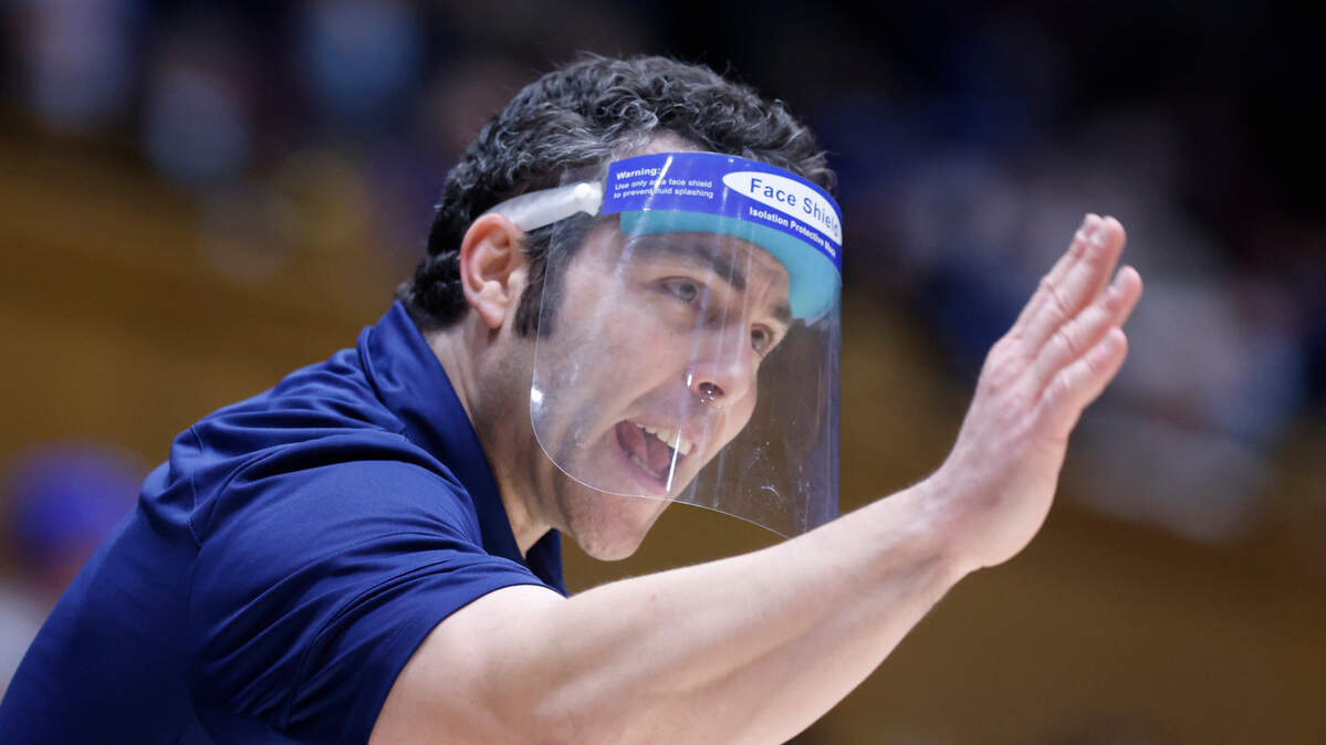 Georgia Tech head coach Josh Pastner yells to his team during the first half of Duke’s game against Georgia Tech at Cameron Indoor Stadium in Durham, N.C., Tuesday, January 4, 2022.