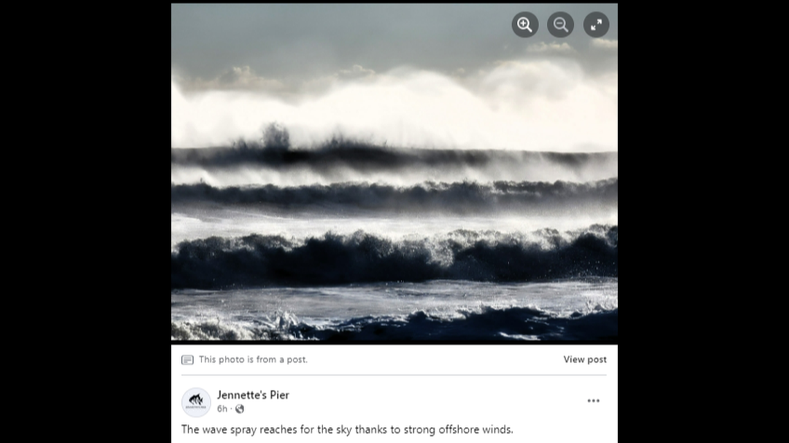 A 101 mph gust was clocked in Nags Head late Tuesday, Jan. 9, according to officials at Jennette’s Pier.