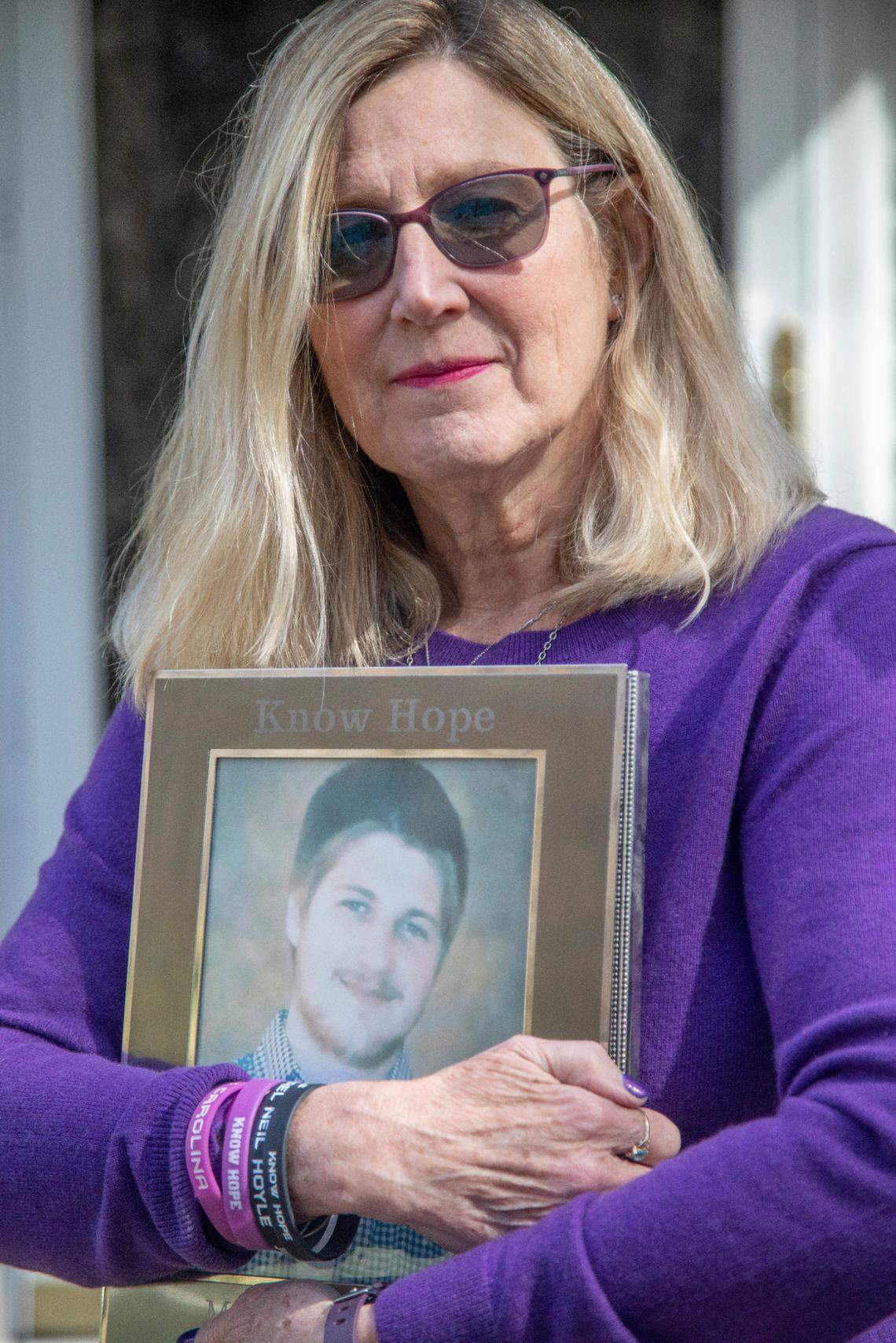 Freida MacDonald founded Know Hope North Carolina, which puts up billboards across the state showing of people who have died as a result of overdoses. MacDonald began helping people with substance use disorder find resources after she lost her two sons, both aged 24. Her son Michael Hoyle died of a fentanyl overdose while in a recovery center in Wilmington. after Stephen Hoyle, the eldest, died in a shooting during a robbery.