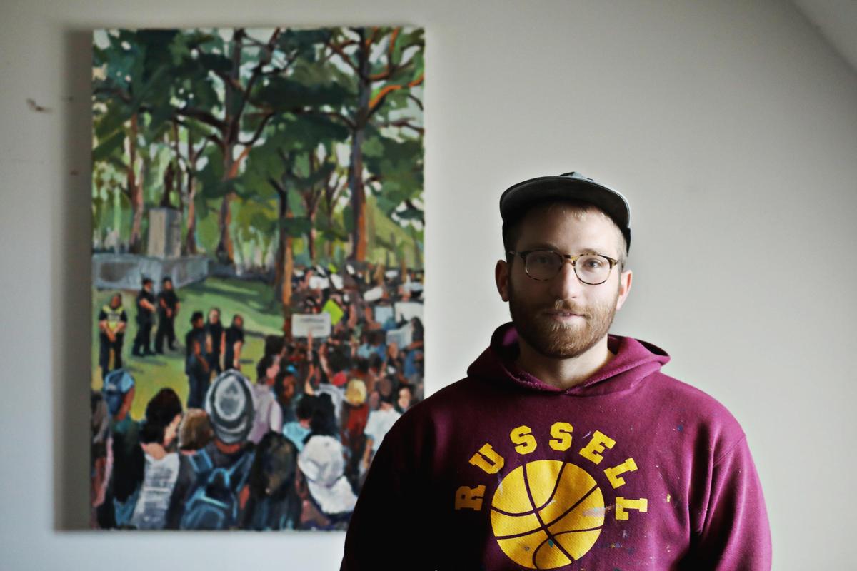 Artist Ben Hamburger at his Chapel Hill studio Jan. 28, 2019. Hamburger has been painting confederate statues in Chapel Hill, Durham, Baltimore and New Orleans at the moment of their end.