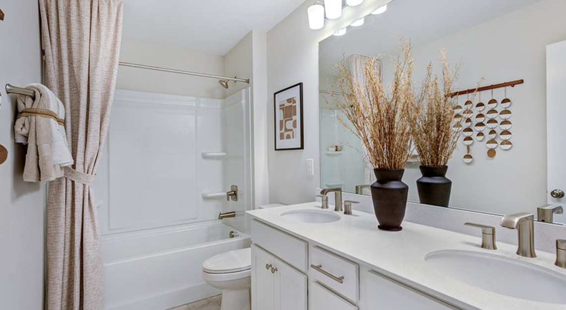 The view from the bathroom in a new model townhome in Taylor Morrison’s new Silverstone Townes in Knightdale.
