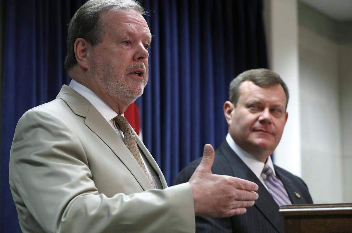 N.C. Senate President Pro Tem Phil Berger, left, and N.C. House Speaker Tim Moore may face tough choices about which fellow Republicans to help with campaign funding as Democrats press on all fronts to breaks the GOP’s supermajority in the state Senate and House.