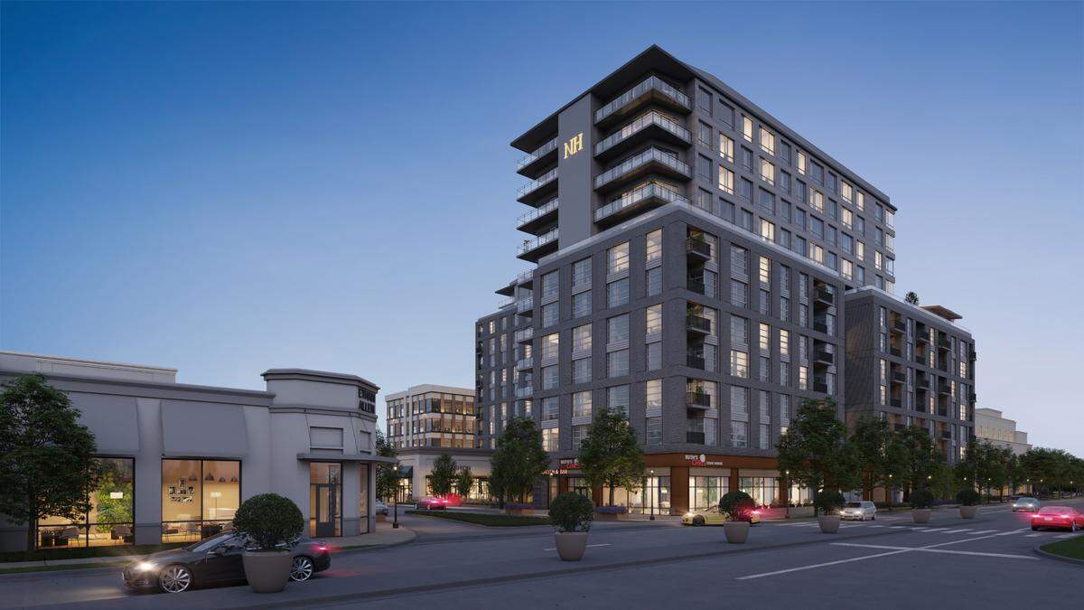Renderings of Kane Realty’s Highland North Hills Apartments that are currently under construction.