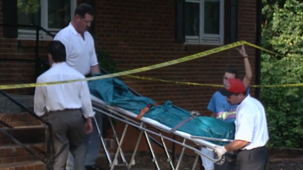 A screen grab from a May 13, 2022 episode of “20/20” shows police removing the body of a victim of Charlotte serial killer Henry Louis Wallace.